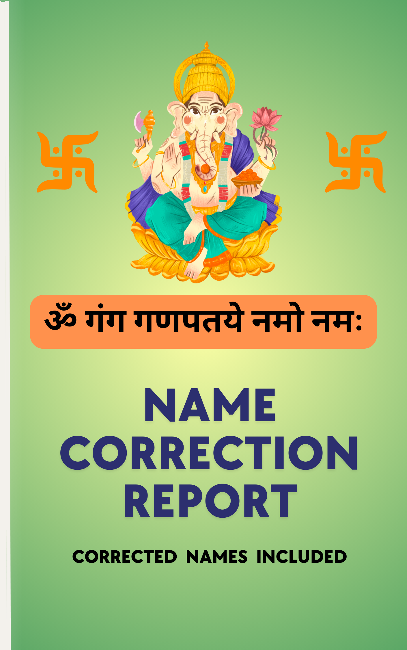 AI Name Correction Report showing Chaldean number analysis